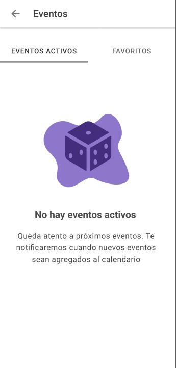 Eventos activos, estado vacío