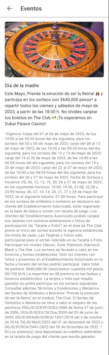 Listado completo de eventos