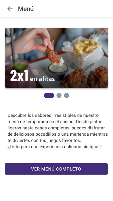 Menú del casino