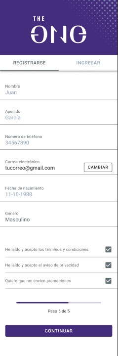 Registro 5, confirmación de datos