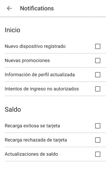 Configuración, notificaciones