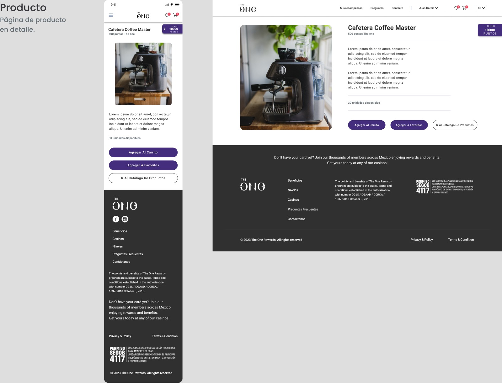 Detalle de producto del sitio web