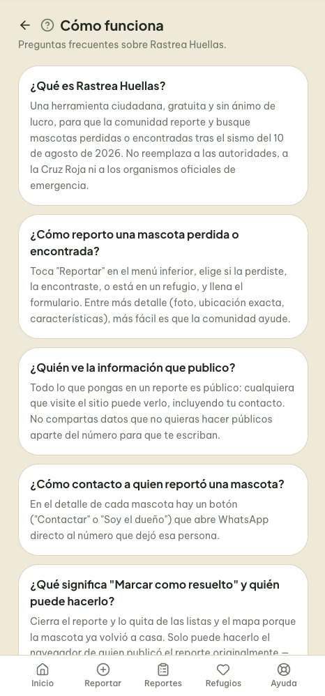 Preguntas frecuentes sobre Rastrea Huellas