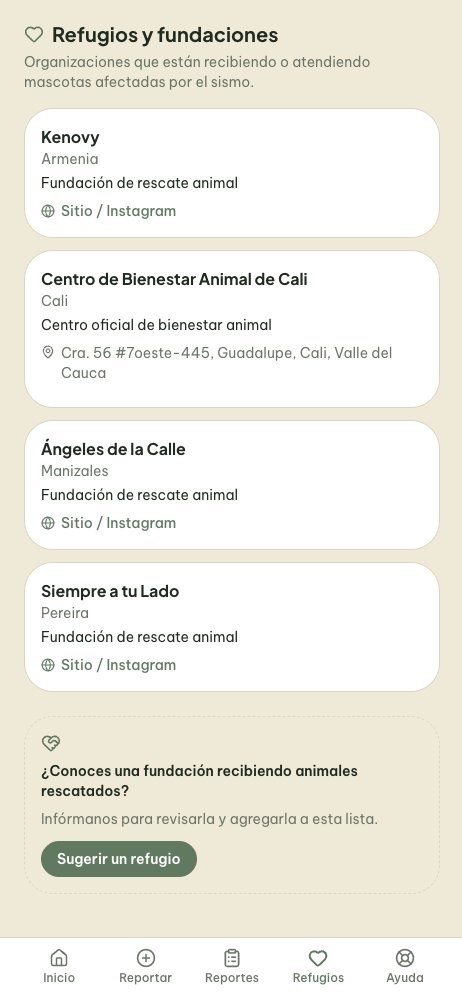 Directorio de refugios y fundaciones de rescate